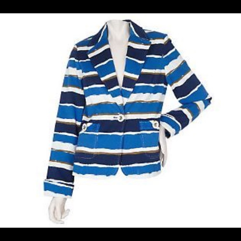 Dennis Basso Stretch Twill Stripe 1 Button Jacket
